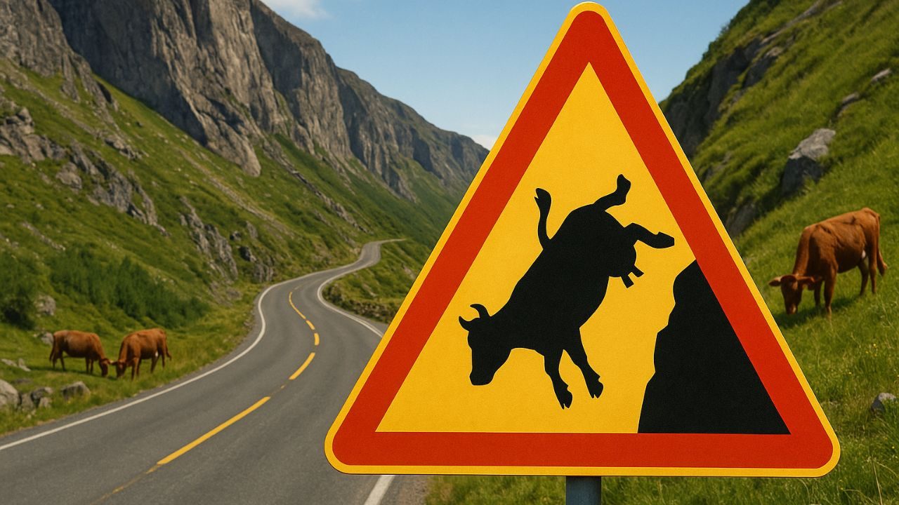 Achtung, Steinschlag – durch Kühe! (Kalifornien, USA)