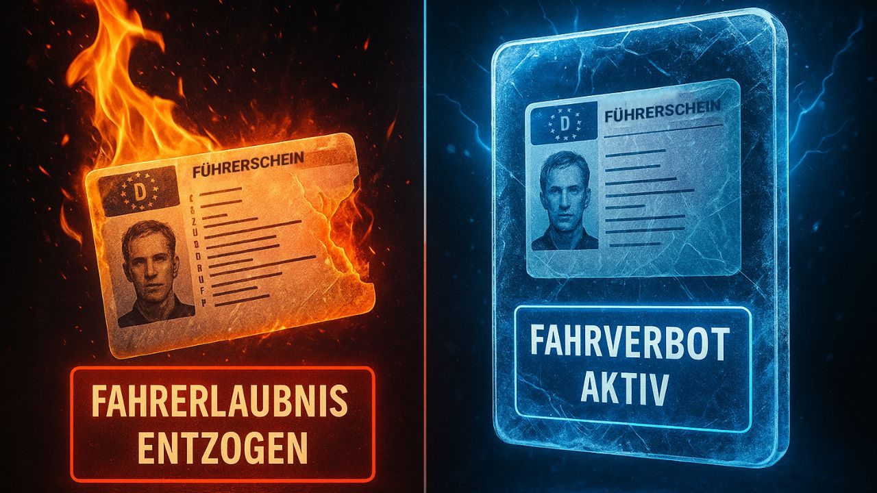 Fahrverbot vs fuehrerscheinentzug kontrast