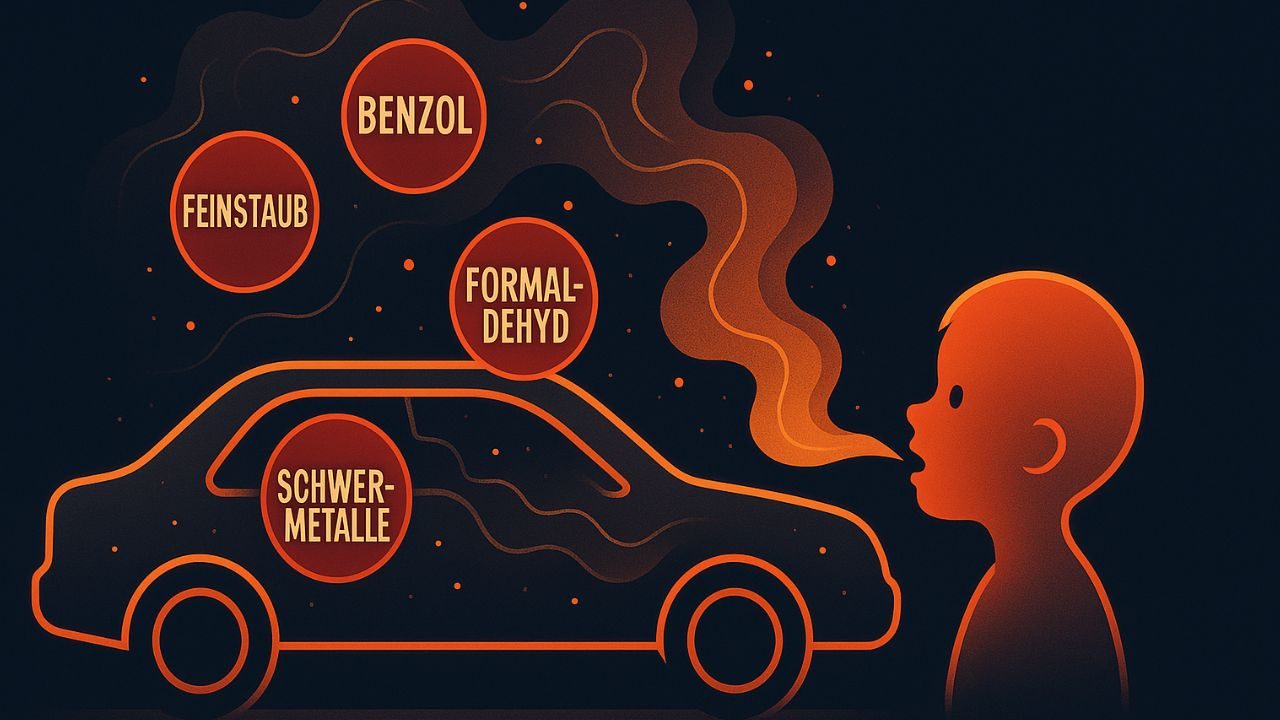 Schadstoffe rauch auto kind infografik